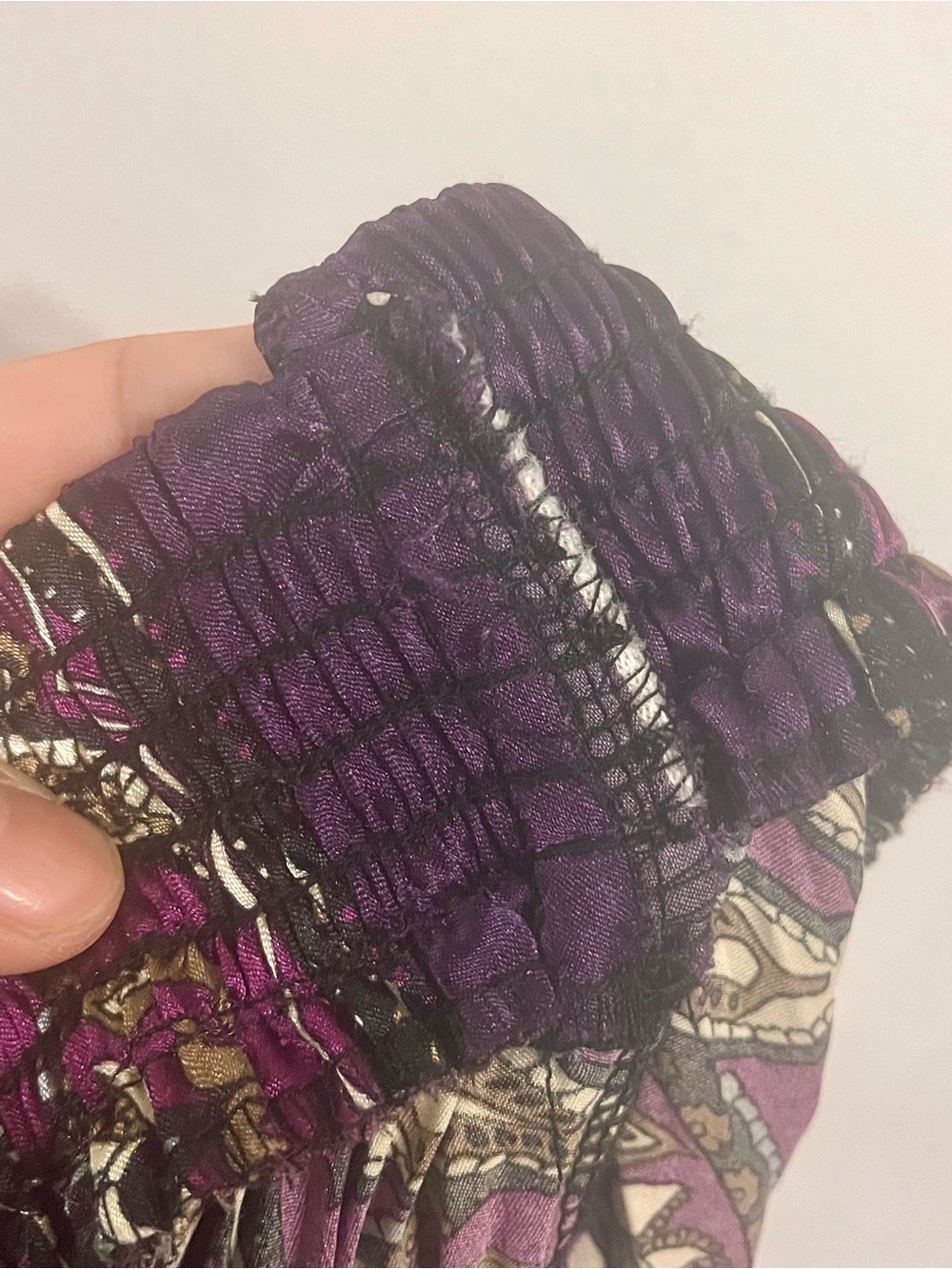 Baroque Paisley Print Purple Silk-like Pleated Maxi Skirt fits like a Size S-M - Picture 4 of 6